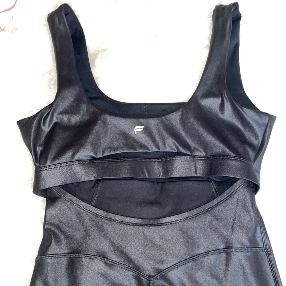 ✨KHLOE Fabletics shiny ✨ Black Jumpsuit Classic Style Versatile - Picture 10 of 13